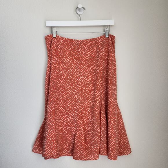 Vintage Orange Mottled Polka Dot High Waisted Fit and Flare Skirt 10 - Picture 7 of 9